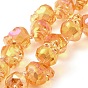 Transparent Electroplated Glass Beads Strands, Rainbow Plated, Faceted Skull