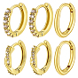 2Bags Brass Micro Pave Clear Cubic Zirconia Hoop Earrings, Ring