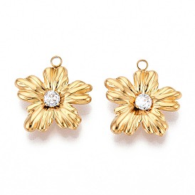 201 подвески из нержавеющей стали, со стразами, цветок