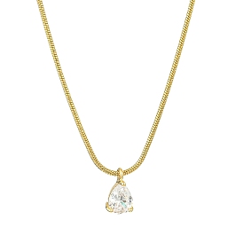 Brass Cubic Zirconia Charms Necklace, Snake Chain Necklaces for Women