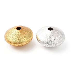Brass Textured Beads, Cadmium Free & Lead Free, Rondelle, Long-Lasting Plated