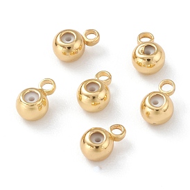 Brass Tube Bails, Loop Bails, Bail Beads, with Rubber Inside, Long-Lasting Plated, Round
