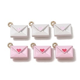 Alloy Enamel Pendants, Envelope Charms, Golden