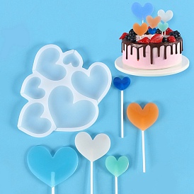Heart Shape Food Grade Silicone Lollipop Molds, Fondant Molds, for DIY Edible Cake Topper, Chocolate, Candy, UV Resin & Epoxy Resin Jewelry Making