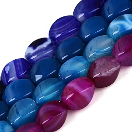 Нити окрашенных и нагретых бусин из натурального агата, твист