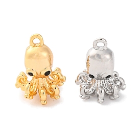 Brass Pendants With Clear Cubic Zirconia, Octopus Charms