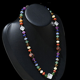 Ожерелья из бусин из натуральной красной яшмы, красного агата, кварцевого кристалла, зеленого авантюрина, голубого топазового камня, нефрита, красного дерева, обсидиана, тигрового глаза и синтетического малахита