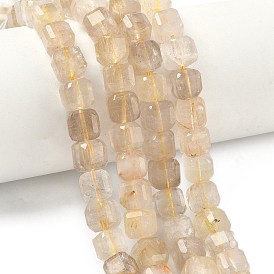 Природного золота Rutilated кварцевые нити бисера, граненый стол, вырезанный куб