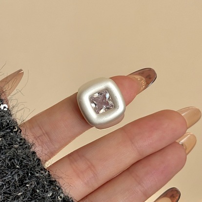 Manschettenringe aus Messing mit Zirkonia-Pavé, offen, Viereck