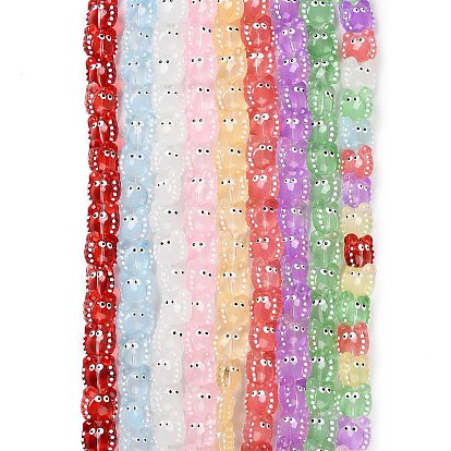 Прозрачные стеклянные бусины, с эмалью, краб