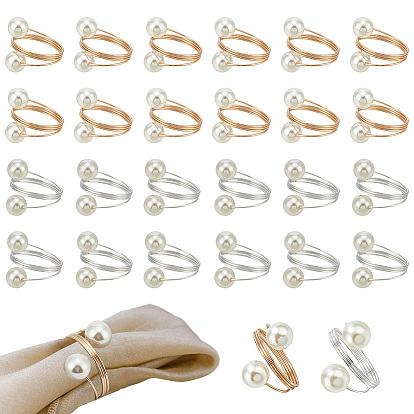40шт 2 цвета железные кольца для салфеток, с круглым пластиковым искусственным жемчугом, партийные украшения