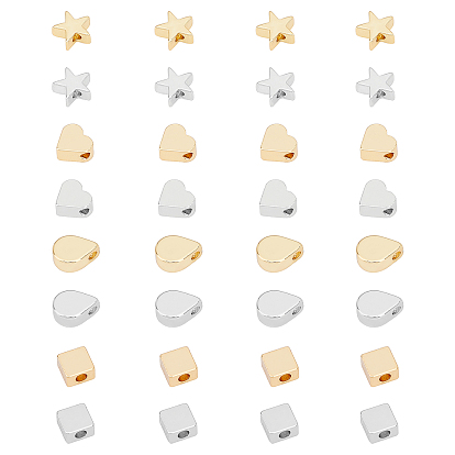 Long-Lasting Plated Brass Beads, Heart & Square & Teardrop & Star