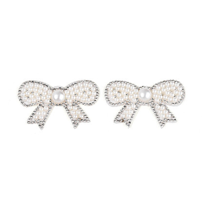 Бантик, стразы, приклеиваемые методом термофиксации, и отделка из искусственного жемчуга., пришивание ленты со стразами, аксессуары для костюма