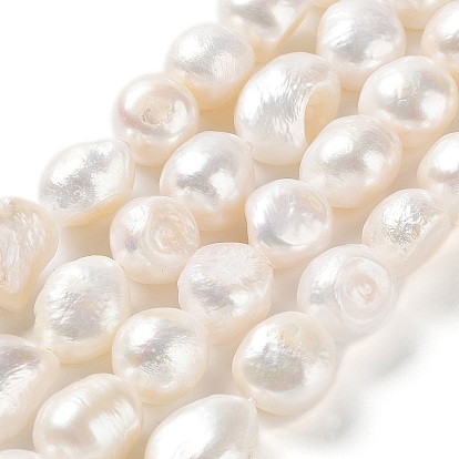 Natural Cultured Freshwater Pearl Beads Strands, Two Side Polished, Grade 2A