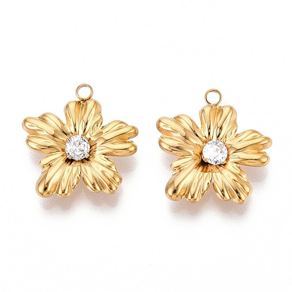 201 подвески из нержавеющей стали, со стразами, цветок