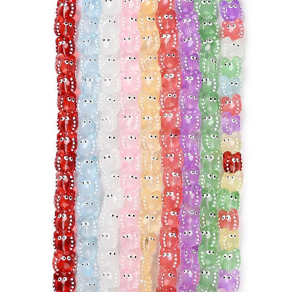 Прозрачные стеклянные бусины, с эмалью, краб