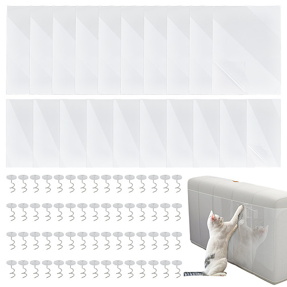 20шт. 2 стили прямоугольные ПВХ защитные накладки для дивана и мебели от кошачьих царапин, с 60шт. пластиковых и железных гвоздей