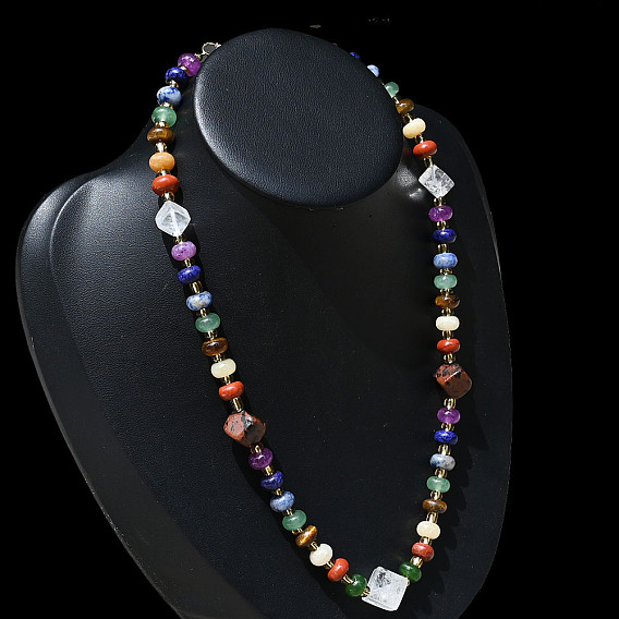 Ожерелья из бусин из натуральной красной яшмы, красного агата, кварцевого кристалла, зеленого авантюрина, голубого топазового камня, нефрита, красного дерева, обсидиана, тигрового глаза и синтетического малахита