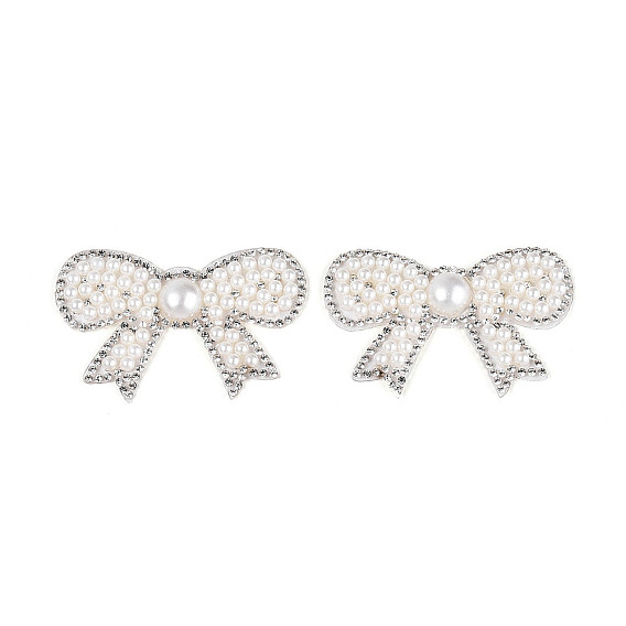 Бантик, стразы, приклеиваемые методом термофиксации, и отделка из искусственного жемчуга., пришивание ленты со стразами, аксессуары для костюма