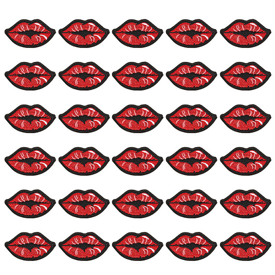 30шт. аппликаций для губ, компьютеризированная вышивка тканью утюжок на / шить на заплатках, аксессуары для костюма