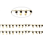 Glass Beaded Teardrop Charm Chains, with Real 18K Gold Plated Brass Curb Chains, Soldered, with Spool