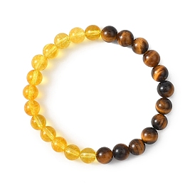 Браслеты из натуральных окрашенных и нагретых бусин из кварца и тигрового глаза, эластичные браслеты для женщин