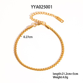 Браслеты на ногу из нержавеющей стали с цепочкой-коробкой для унисекс, реальный 18 k позолоченный