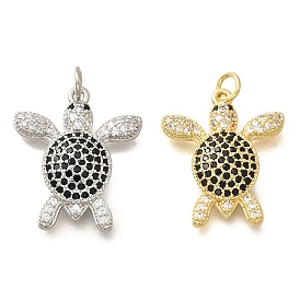 Латунные микро проложить кубического циркония подвески, без кадмия и без свинца, прелести морской черепахи, с целью перехода в кольце
