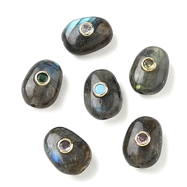 Perlas labradorita natural, con micro latón allanar hallazgos de circonio cúbico, pepitas