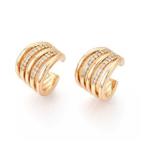 Латунные серьги-манжеты из прозрачного кубического циркония, многослойный с-образный