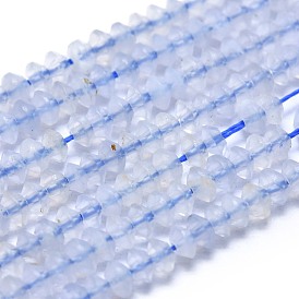 Perlas naturales ágata de encaje azul hebras, facetados, bicono