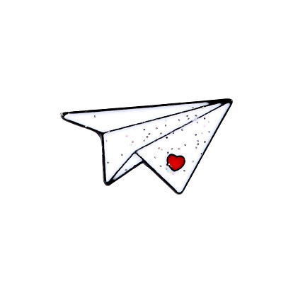 Valentine's Day Theme Creative Zinc Alloy Brooches, Enamel Lapel Pin, with Iron Butterfly Clutches or Rubber Clutches, Electrophoresis Black Color, Paper Plane with Heart