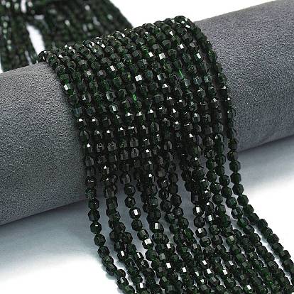 Синтетический зеленый авантюрин бисер нитей, энергетическая призматическая огранка с двойными концами бусины, граненые двухконусные