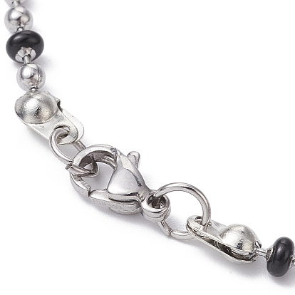 304 Stainless Steel Enamel Ball Chains Bracelets for Women