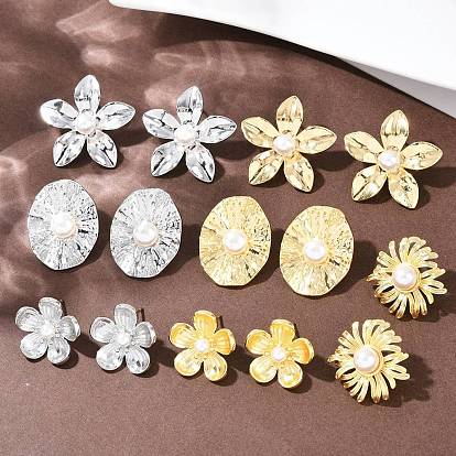 Латунь серьги, с абс пластмассовой имитационной жемчужиной, стойки покрытие, долговечный, без кадмия и без свинца