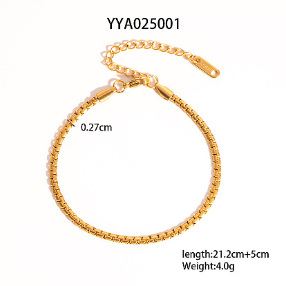 Браслеты на ногу из нержавеющей стали с цепочкой-коробкой для унисекс, реальный 18 k позолоченный