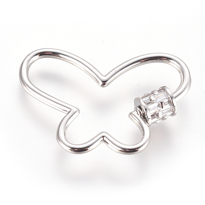 Латунные микропаве, кубический цирконий, винт, карабин, подвески с замком, для изготовления ожерелий, быстрые ссылки, бабочка