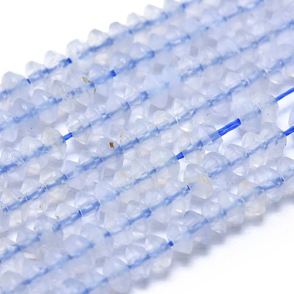 Perlas naturales ágata de encaje azul hebras, facetados, bicono