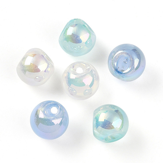 Прозрачные акриловые бусины с УФ-покрытием, радужный, круглые, с блеском порошок