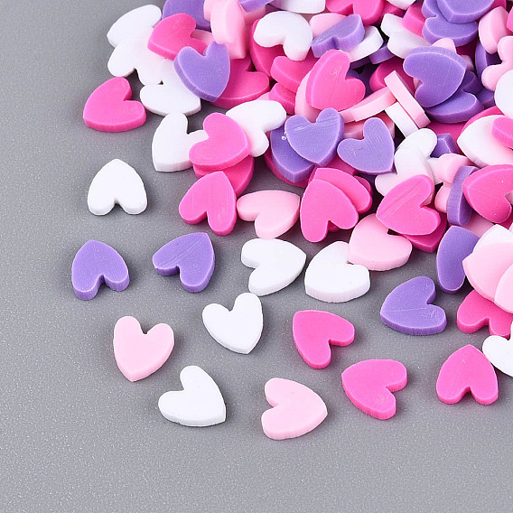 Ручной полимерной глины кабошонов, сердце, плоский зад