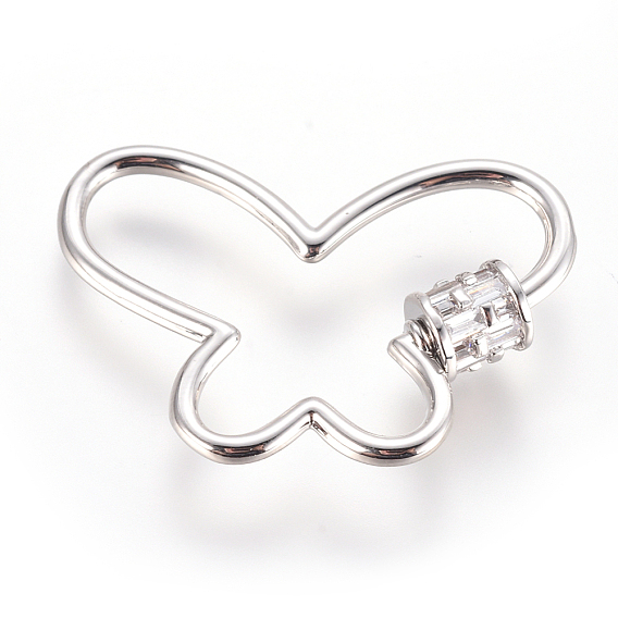 Латунные микропаве, кубический цирконий, винт, карабин, подвески с замком, для изготовления ожерелий, быстрые ссылки, бабочка