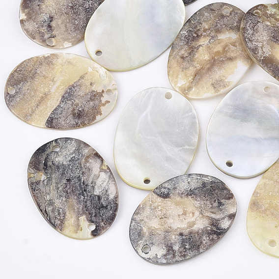 Natural Akoya Shell Links Connectors, Oval