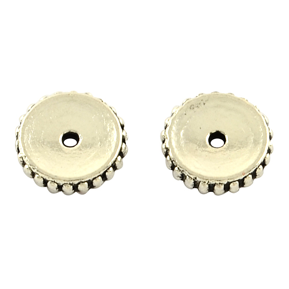 Тибетский сплав стиль плоские круглые шариков прокладки, без кадмия и без свинца, 9x2 мм, отверстие : 1 мм