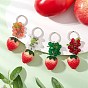 4шт. брелки из смолы, клубника, со стеклом и акрилом, платина