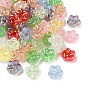 UV Plating Transparent Acrylic Beads, Iridescent, Flower, Frosted