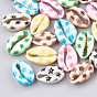 Printed Cowrie Shell Beads, No Hole/Undrilled, Star Pattern