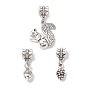 3Pcs 3 Styles Tibetan Style Alloy Pendants, Squirrel & Cone