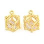 Brass Pave Cubic Zirconia Pendants, Round, Clear