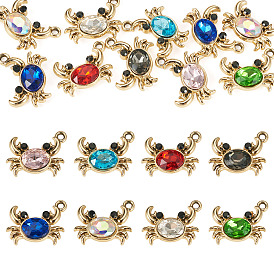 10шт. подвески из сплава с УФ-покрытием, со стеклом, краб, граненые