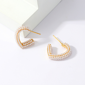 Elegant and Versatile Heart-shaped Faux Pearl Earrings